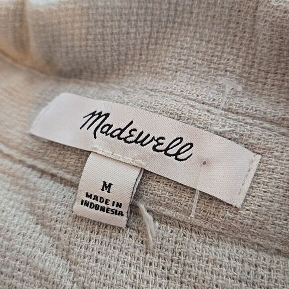 Madewell Light Sage Green Linen Blend Button-Up Short Sleeve Shirt - Picture 6 of 7